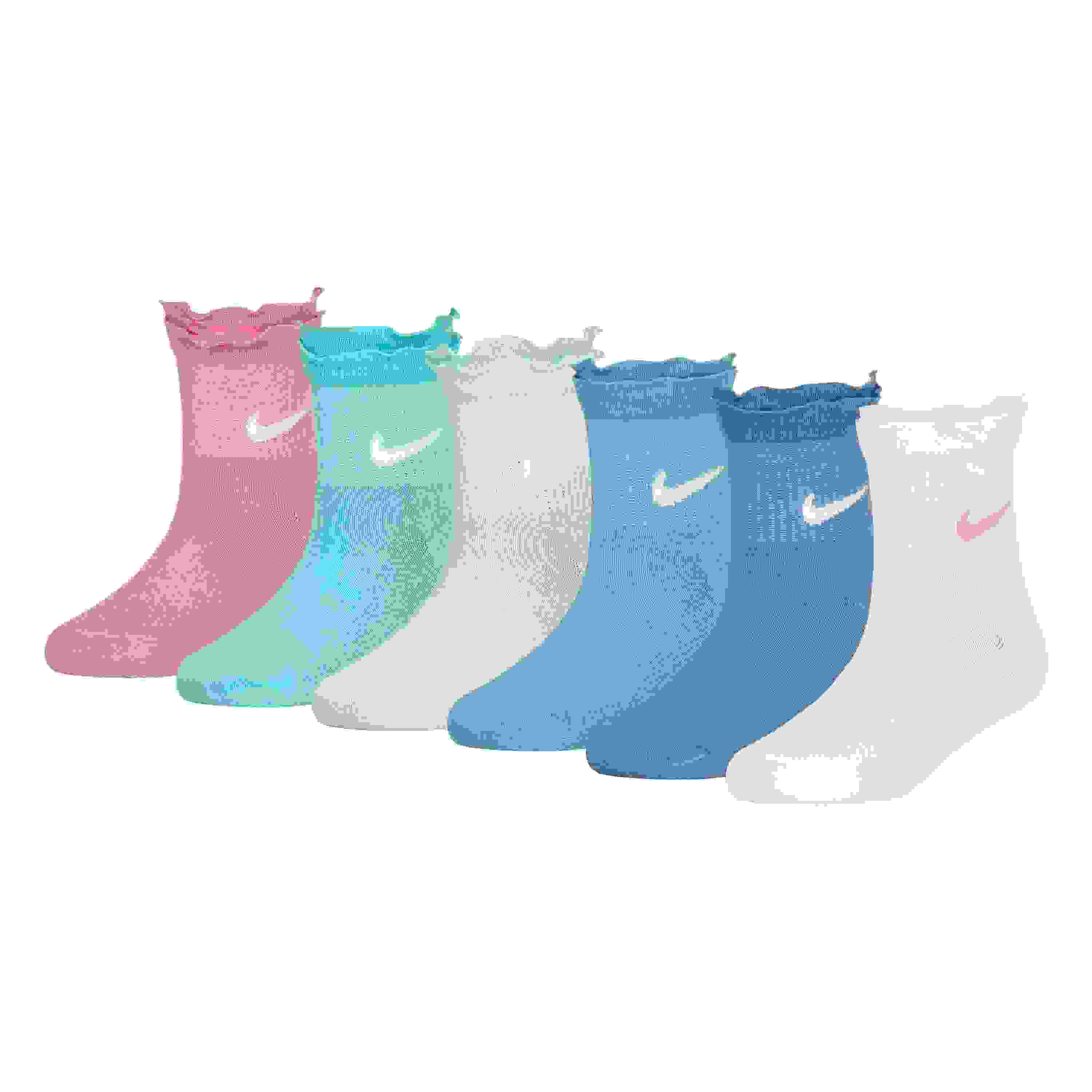 Nike Big Girls' 6-Pack Ruffled Quarter Length Socks